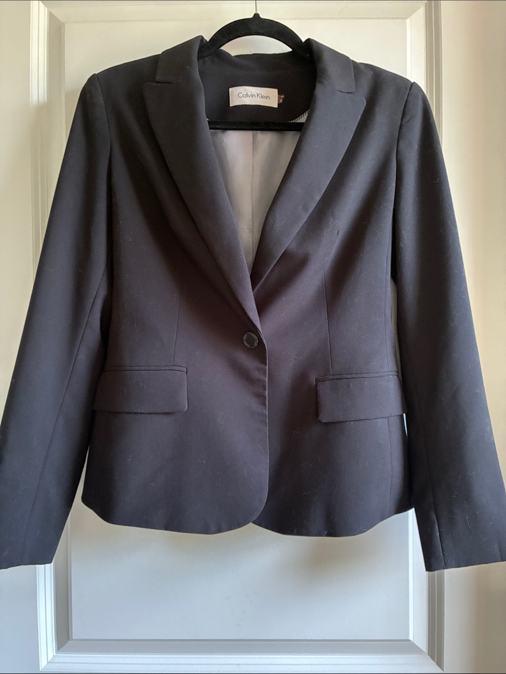 Calvin Klein Black Blazer Women's Single-Button Tailored Suit Jacket